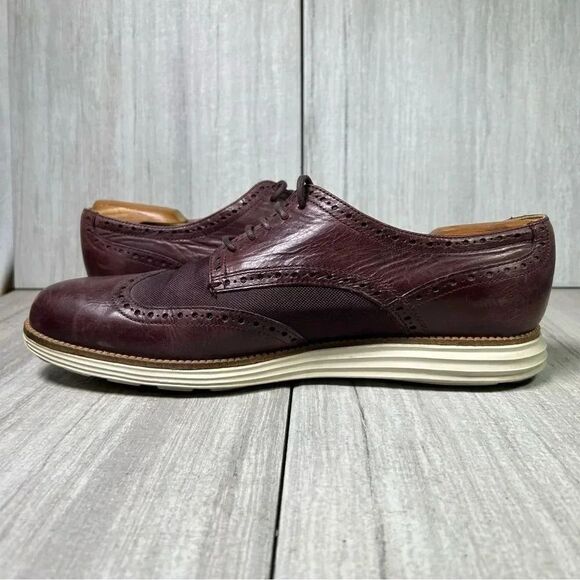 Cole Haan Grand OS Original Burgundy Leather Wingtip Dress Shoes Mens Size 11.5 - Picture 3 of 10